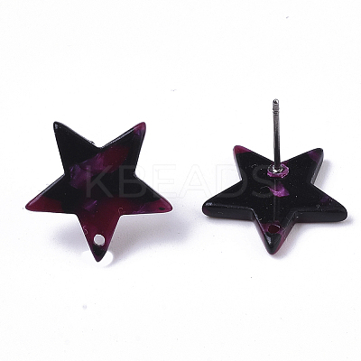 Cellulose Acetate(Resin) Stud Earring Findings KY-R022-022-1