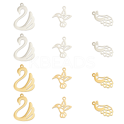24Pcs 6 Style 201 Stainless Steel Charms STAS-DC0008-61-1