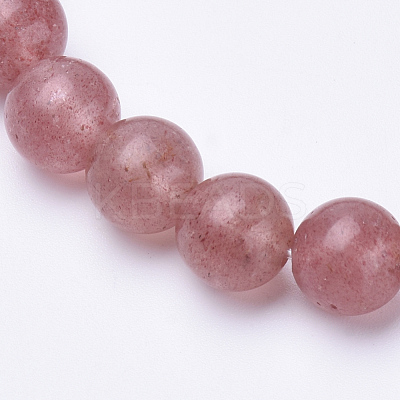 Natural Strawberry Quartz Beaded Stretch Bracelets BJEW-S128-08-1