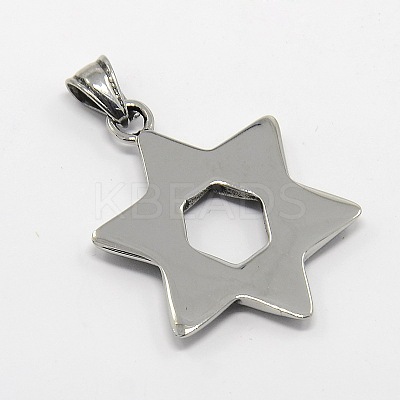 Retro Men's 304 Stainless Steel Star of David Pendants STAS-O044-60-1