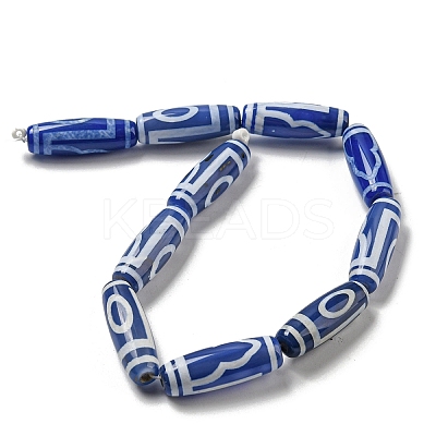 Blue Tibetan Style dZi Beads Strands TDZI-NH0001-B13-01-1