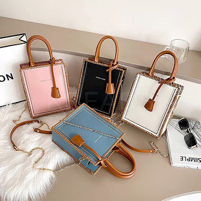 DIY Rectangle PU Leather Knitting Crochet Bags GN-TAC0003-08C-1
