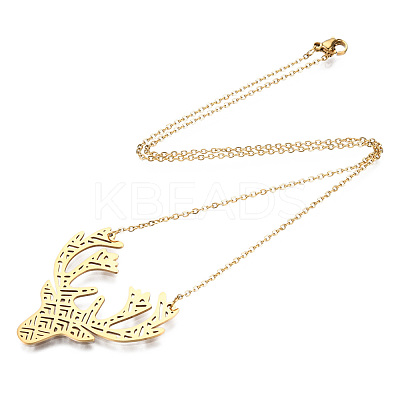201 Stainless Steel Pendant Necklaces NJEW-T009-JN093-2-40-1