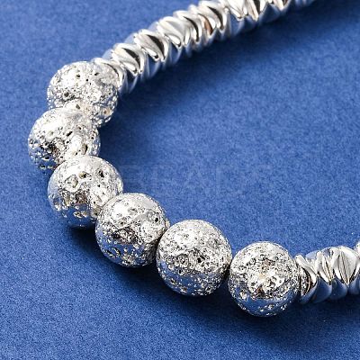 Synthetic Non-magnetic Hematite & Round Natural Lava Rock Beaded Necklaces NJEW-Q341-09-1