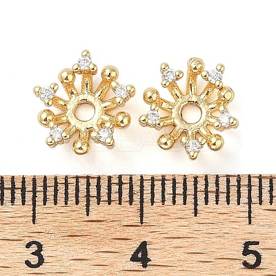 Brass Micro Pave Clear Cubic Zirconia Bead Caps KK-U045-05G-1