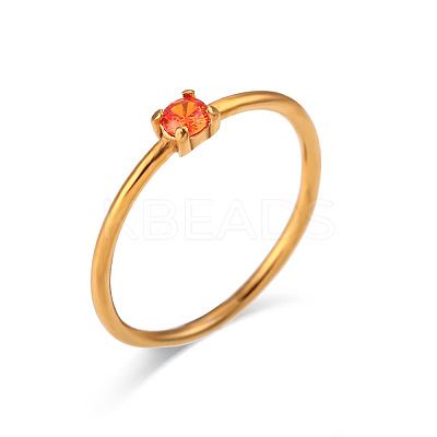 Flat Round 304 Stainless Steel Micro Pave Cubic Zirconia Finger Rings FS-WG2DA17-32-1