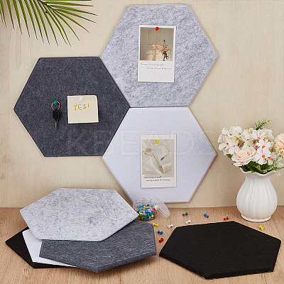 8Pcs 4 Colors Hexagon Sound-absorbing Felt Board AJEW-FG0004-70-1