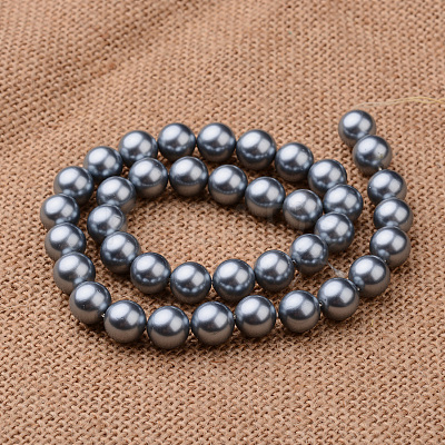 Polished Round Grade A Shell Pearl Bead Strands BSHE-M027-8mm-16-1