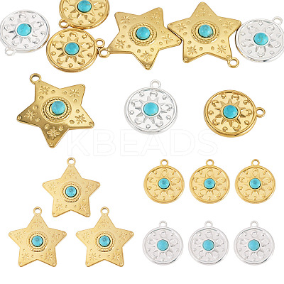 9Pcs 3 Styles Synthetic Turquoise Pendants STAS-TA0006-41-1