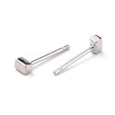 Anti-Tarnish Minimalist Rectangle Rhodium Plated 925 Sterling Silver Stud Earrings EJEW-I259-06P-1