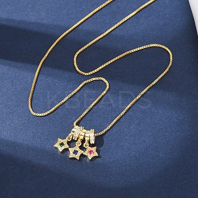 Brass Pave Colorful Cubic Zirconia Pendant Box Chain Adjustable Slider Necklaces LS-NJEW-D348-03B-G-1