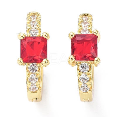 Brass Inlaid Cubic Zirconia Hoop Earrings ZIRC-P090-16G-B-1