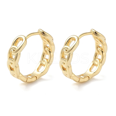 Brass Chain Charm Hoop Earrings for Women LS-EJEW-F347-02G-02-1