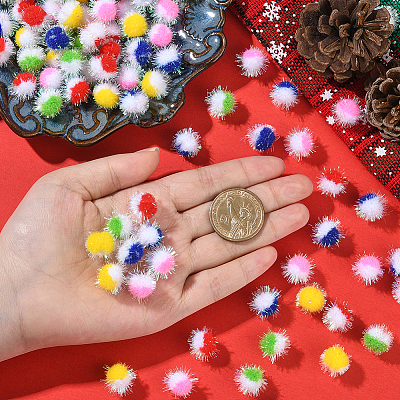100Pcs 5 Colors Polyester Pom Pom Ball DIY-SC0031-42-1