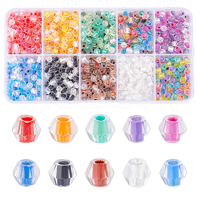 10 Set 10 Colors Transparent Glass Beads GLAA-PH0003-34-1