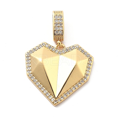 Rack Plating Brass with Cubic Zirconia Pendants KK-Q017-05B-G-1