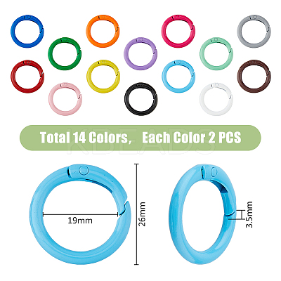 28Pcs 14 Colors Spray Painted Alloy Spring Gate Rings FIND-HY0003-01-1