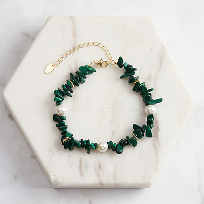 Natural Malachite Braided Beads Bracelets BJEW-L692-001G-1
