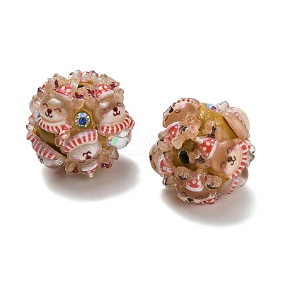 Christmas Theme Polymer Clay Rhinestone Beads with Resin X-RESI-Z045-01E-1