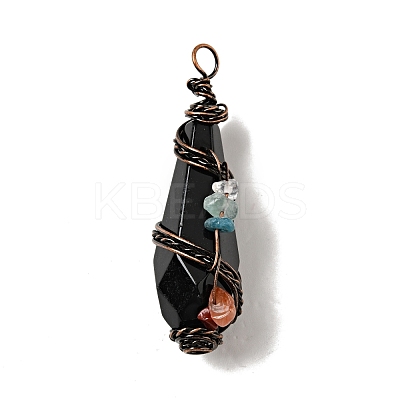 Natural Obsidian Pointed Big Pendants G-G860-03R-03-1