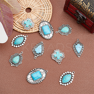 10Pcs 5 Styles Synthetic Turquoise Pendants TURQ-PH0001-04-1