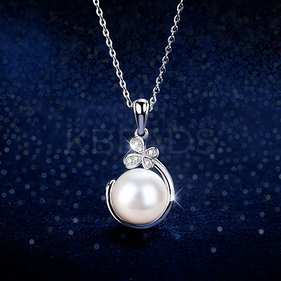 Plastic Imitation Pearl & Alloy Pendant Necklaces WG4C35F-03-1