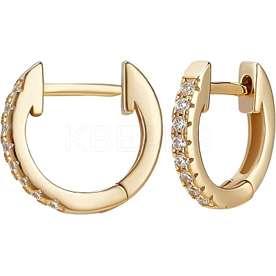 1 Pair 925 Sterling Silver with Clear Cubic Zirconia Hoop Earrings EJEW-BBC0001-37G-1