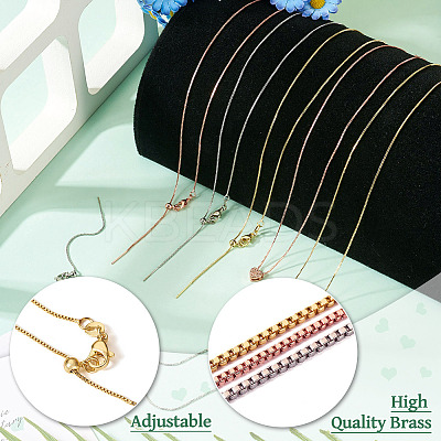 6Pcs 3 Colors Brass Box Chain Necklaces NJEW-TA0001-20-1