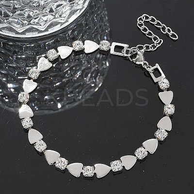 304 Stainless Steel Rhinestone Cup Chain Bracelets for Women BJEW-F488-26A-P-1