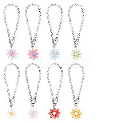 Daisy Flower Opaque Resin Cup Pendant Decorations HJEW-AB00521-1