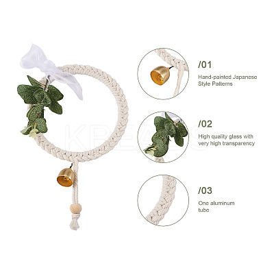 Cotton Rope & Wood Beads Knitting Wind Chime Pendant CF-TAC0001-08-1