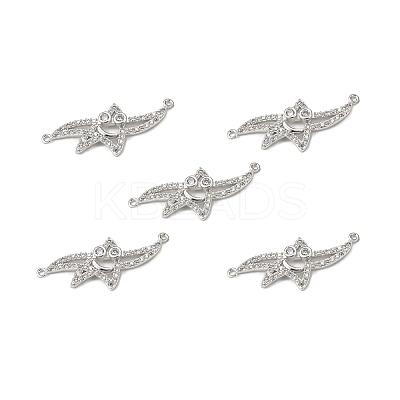 Brass Pave Clear Cubic Zirconia Connector Charms KK-E068-VB381-1