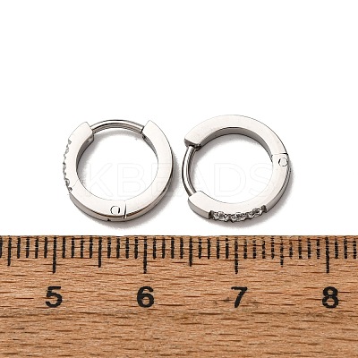 304 Stainless Steel Clear Cubic Zirconia Hoop Earrings EJEW-D331-18B-P-1
