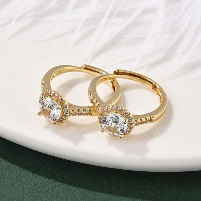 Brass Micro Pave Clear Cubic Zirconia Finger Rings for Women RJEW-U049-06G-1