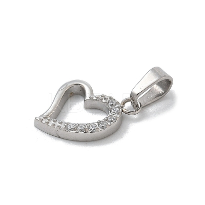 304 Stainless Steel Micro Pave Cubic Zirconia Pendants STAS-Z107-04P-04-1