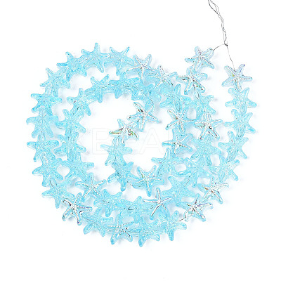 Baking Paint Electroplate Transparent Glass Beads Strands EGLA-N017-07-A02-1