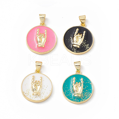 Rack Plating Brass Enamel Pendants KK-B065-03G-1