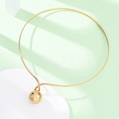 201 Stainless Steel Ball Charm Rigid Choker Necklaces for Women NJEW-Z098-05G-1