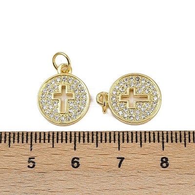 Brass Micro Pave Cubic Zirconia Pendants KK-I358-031G-1