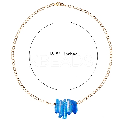 Irregular Natural Quartz Crystal Beads Pendant Necklace for Wonen NJEW-SW00009-1
