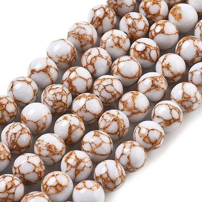Synthetic Gold Line Turquoise Beads Strands G-A255-A03-01C-1