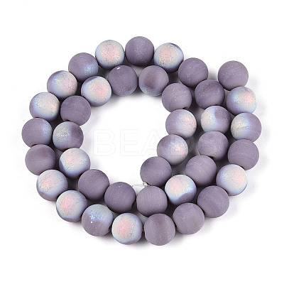 Frosted Opaque Glass Beads Strands GLAA-T032-P10mm-MBB07-1