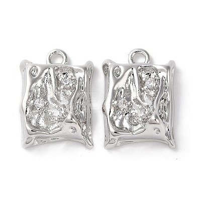 Brass Micro Pave Clear Cubic Zirconia Pendants KK-G491-19P-1