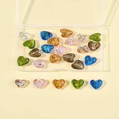 24Pcs 6 Colors Handmade Lampwork Silver Foil Glass Beads FOIL-FS0001-01-1