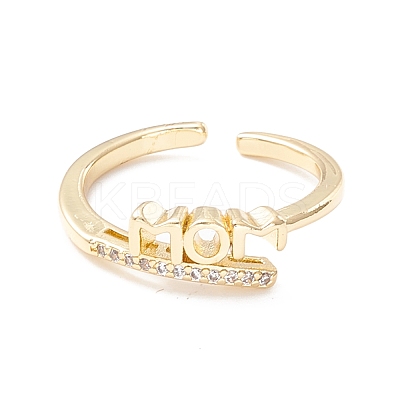 Word Mom Cubic Zirconia Cuff Ring KK-K262-03G-1