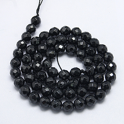 Natural Black Spinel Beads Strands G-G213-6mm-36-1