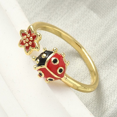 Brass Enamel Cuff Rings for Women RJEW-F196-02A-G-1