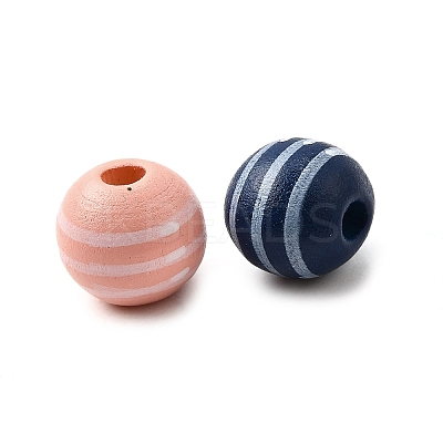 Printed Schima Wood Beads WOOD-L022-03A-02-1