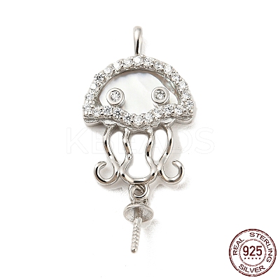 Rhodium Plated 925 Sterling Silverr Micro Pave Cubic Zirconia with Sea Shell Peg Bails STER-Q190-11P-1