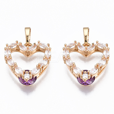 Brass Micro Cubic Zirconia Pendants KK-N235-026D-1